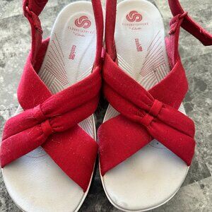 Ladies Red Clark Sandals